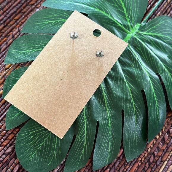 BOGO FREE BLACK SILVER GLITTER POLKA DOT BUTTON EARRINGS - Picture 4 of 4